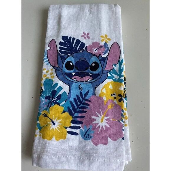 2 Pack Disney Lilo & Stitch Hand Kitchen Towels Floral Tropical Colorful NEW - Picture 4 of 6